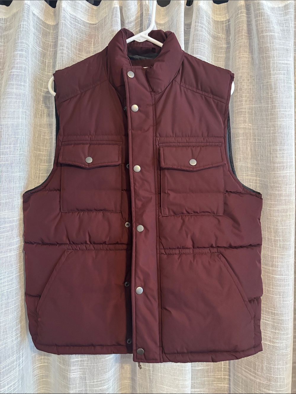 Goodfellow Men's Quilted Puffer Vest - Burgundy